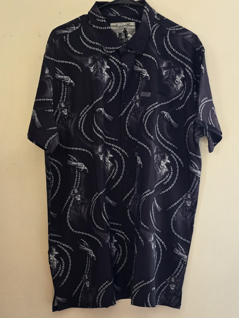 Retro Rifle Men's 2XL The Ghoul Black Short-Sleeve Button-Down Shirt